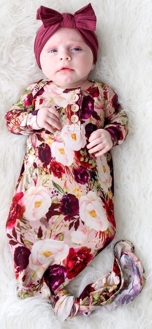 Posh Peanut Gracie Floral Button Knotted Gown