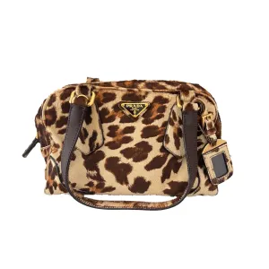 Prada Cheetah Calf Hair Double Strap Shoulder Bag