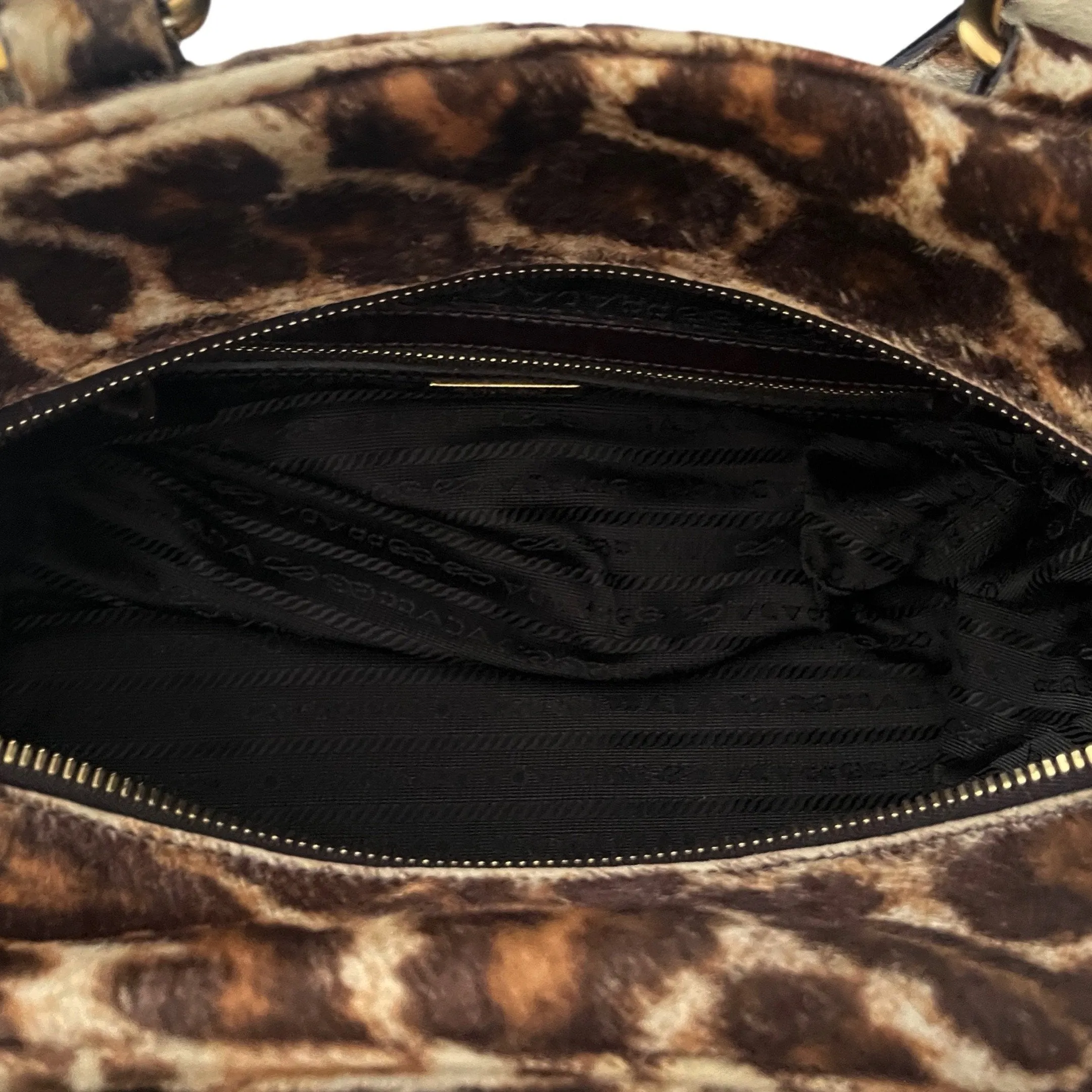 Prada Cheetah Calf Hair Double Strap Shoulder Bag