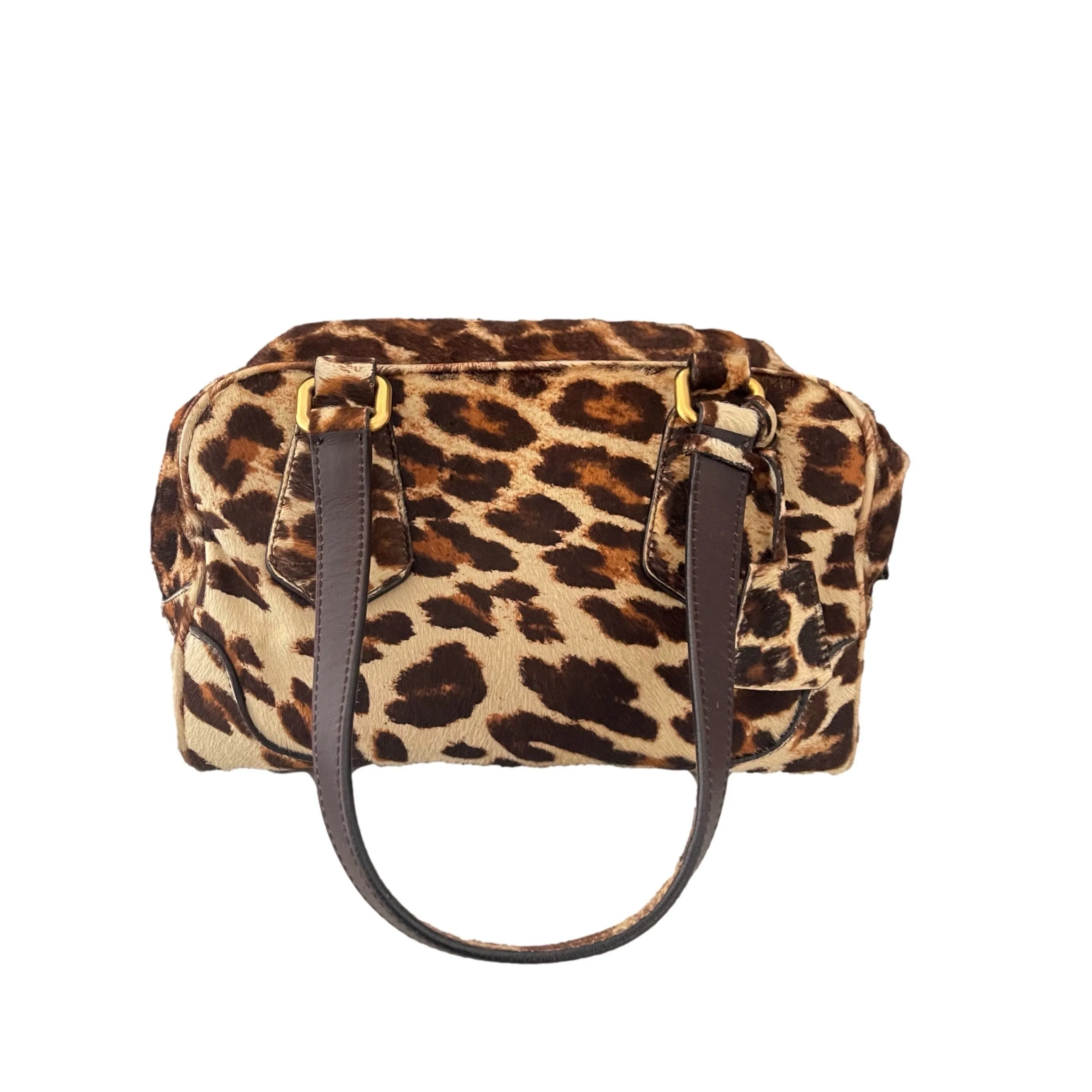 Prada Cheetah Calf Hair Double Strap Shoulder Bag