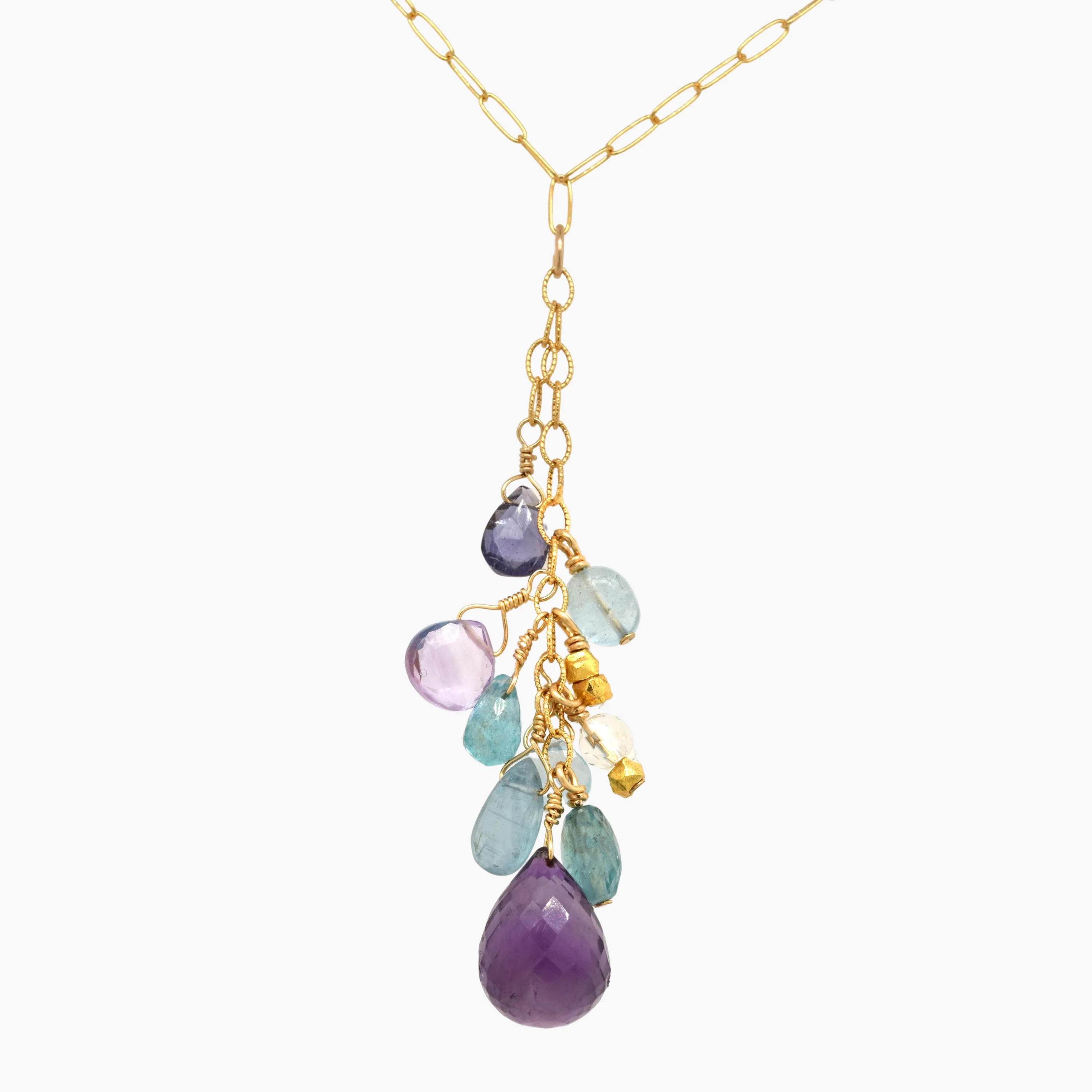 Purple & Blue Colorblock Dangly Necklace