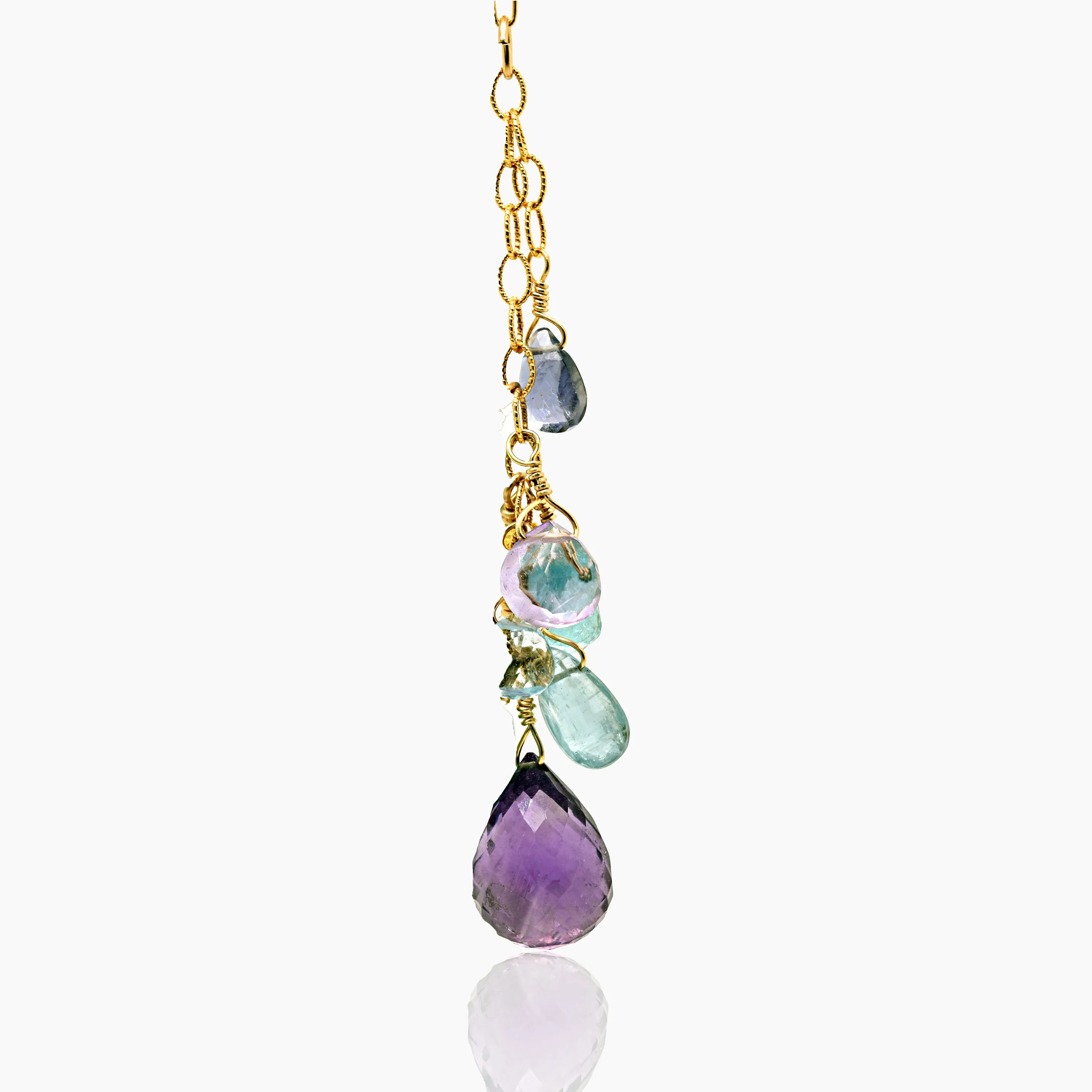 Purple & Blue Colorblock Dangly Necklace