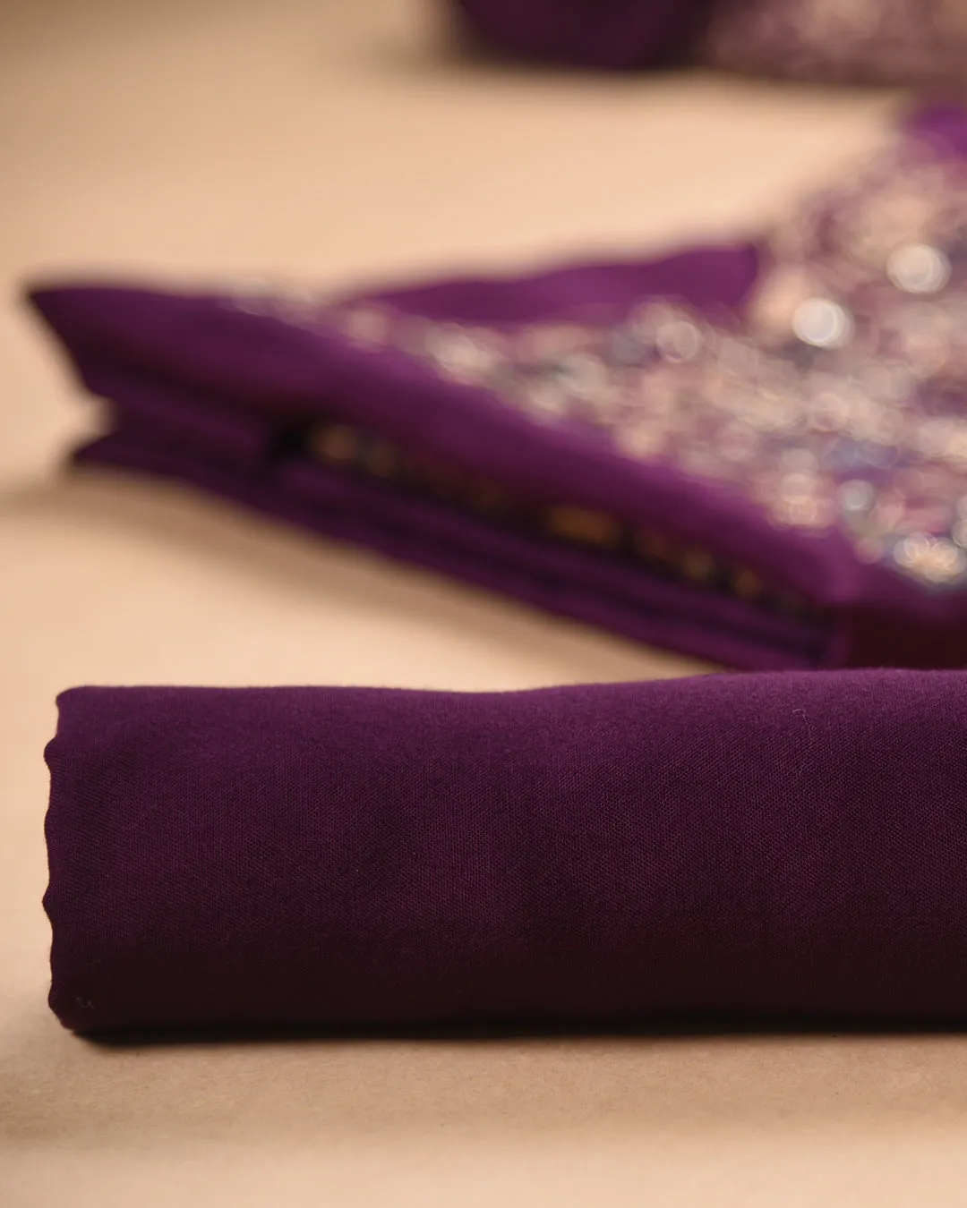 Purple Silk Viscose Blend Woven With Embroidery Unstitched Suit Fabric Set With Silk Woven Dupatta