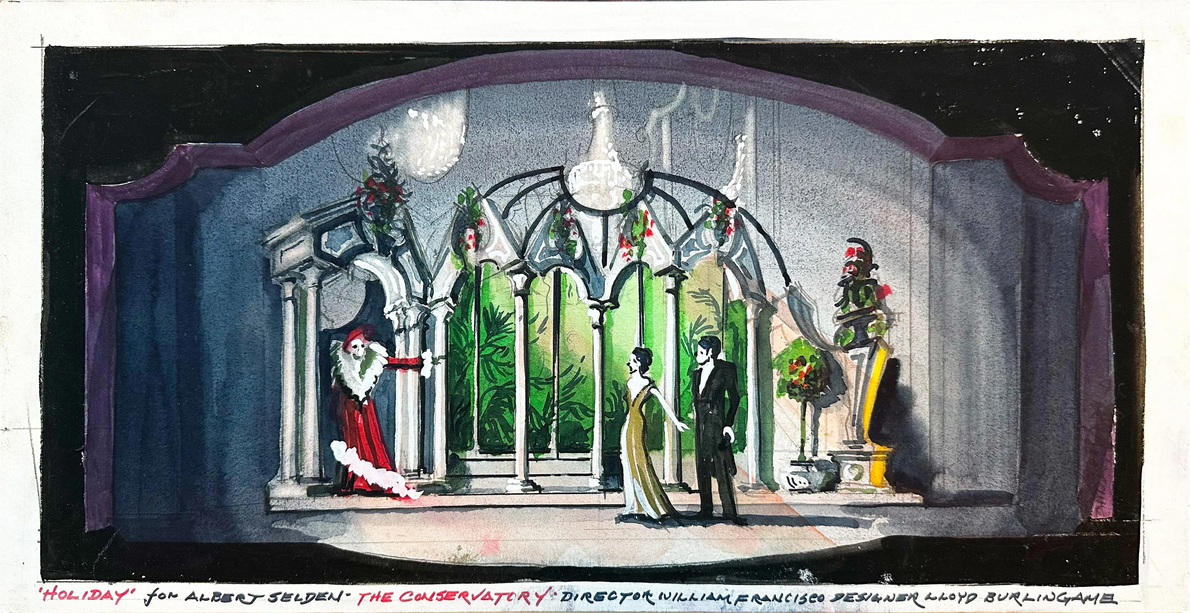 "Holiday" Set Renderings (4) by Lloyd Burlingame