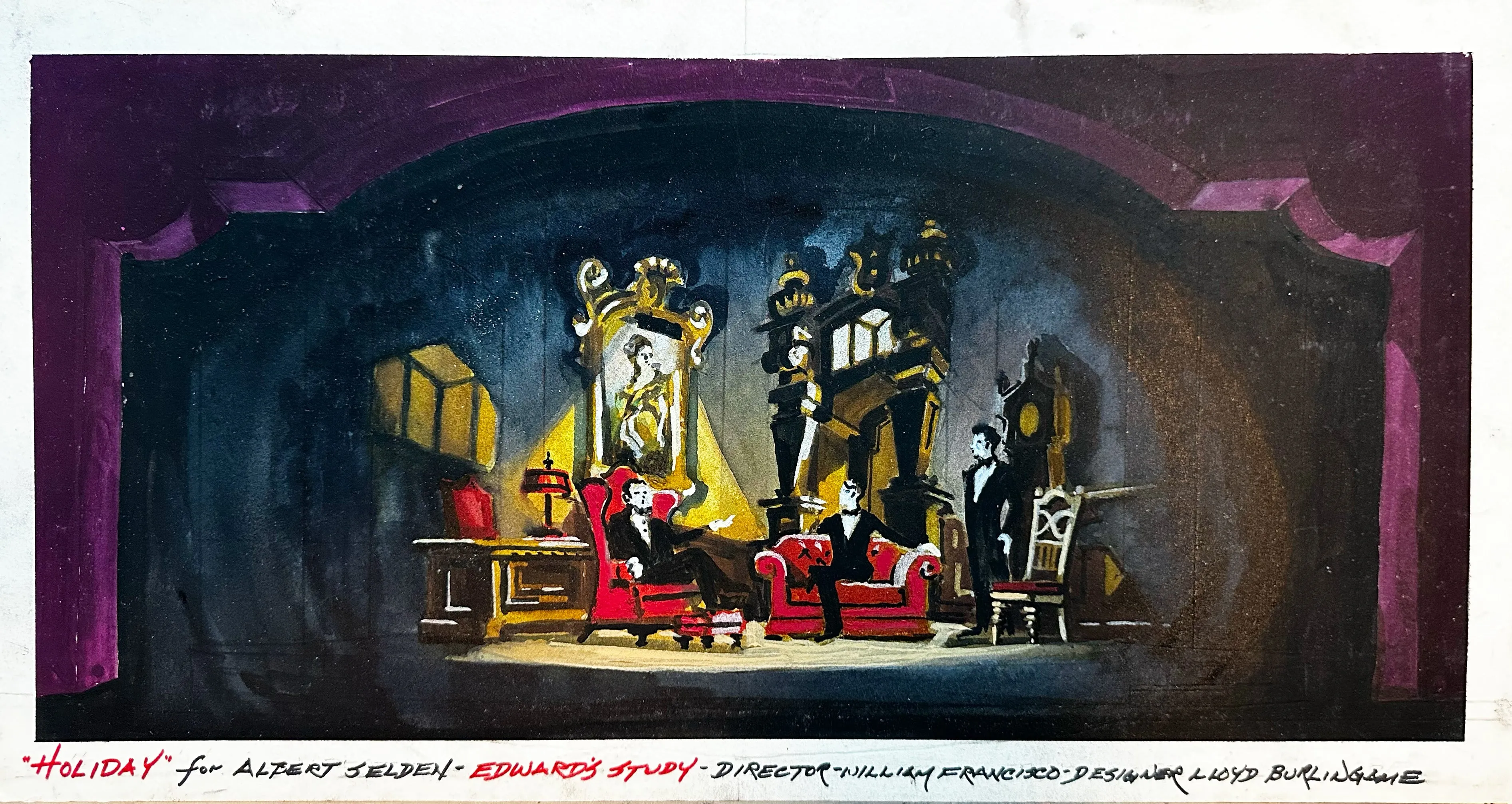 "Holiday" Set Renderings (4) by Lloyd Burlingame