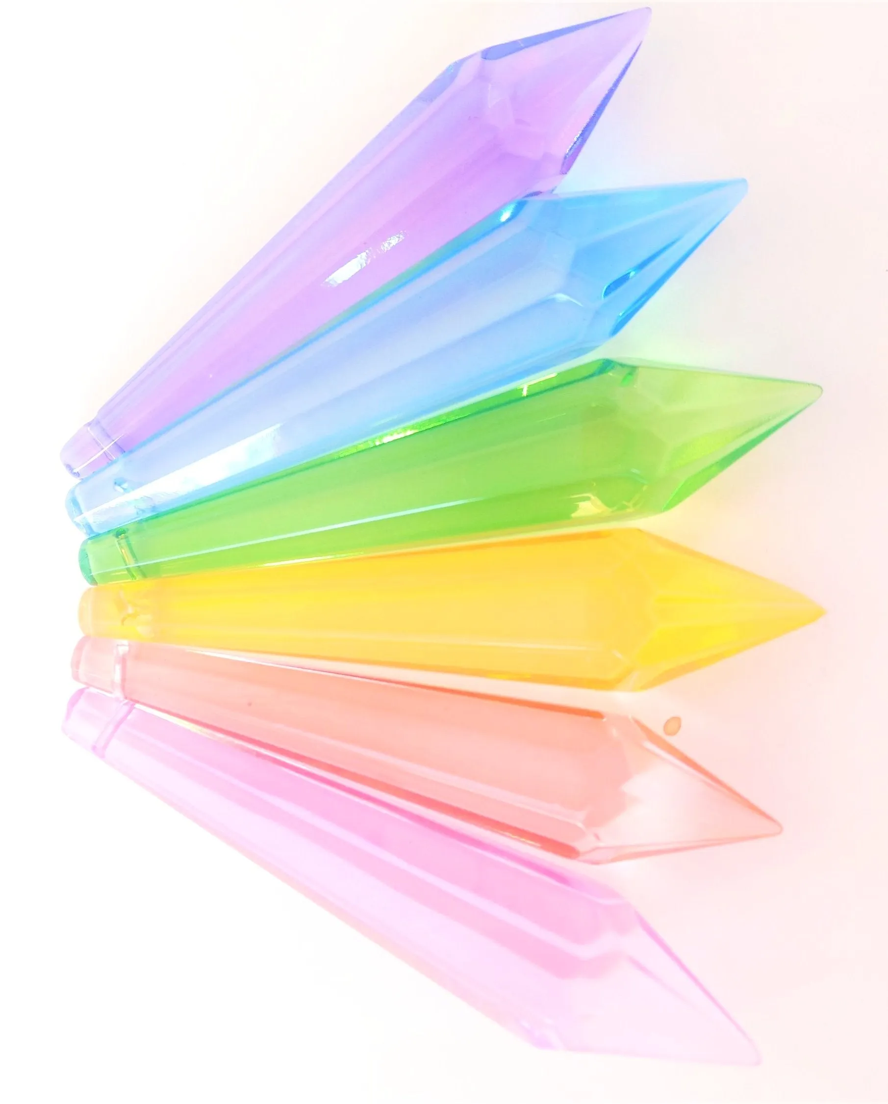 Rainbow Icicle Chandelier Crystals Pastel Set 6pc