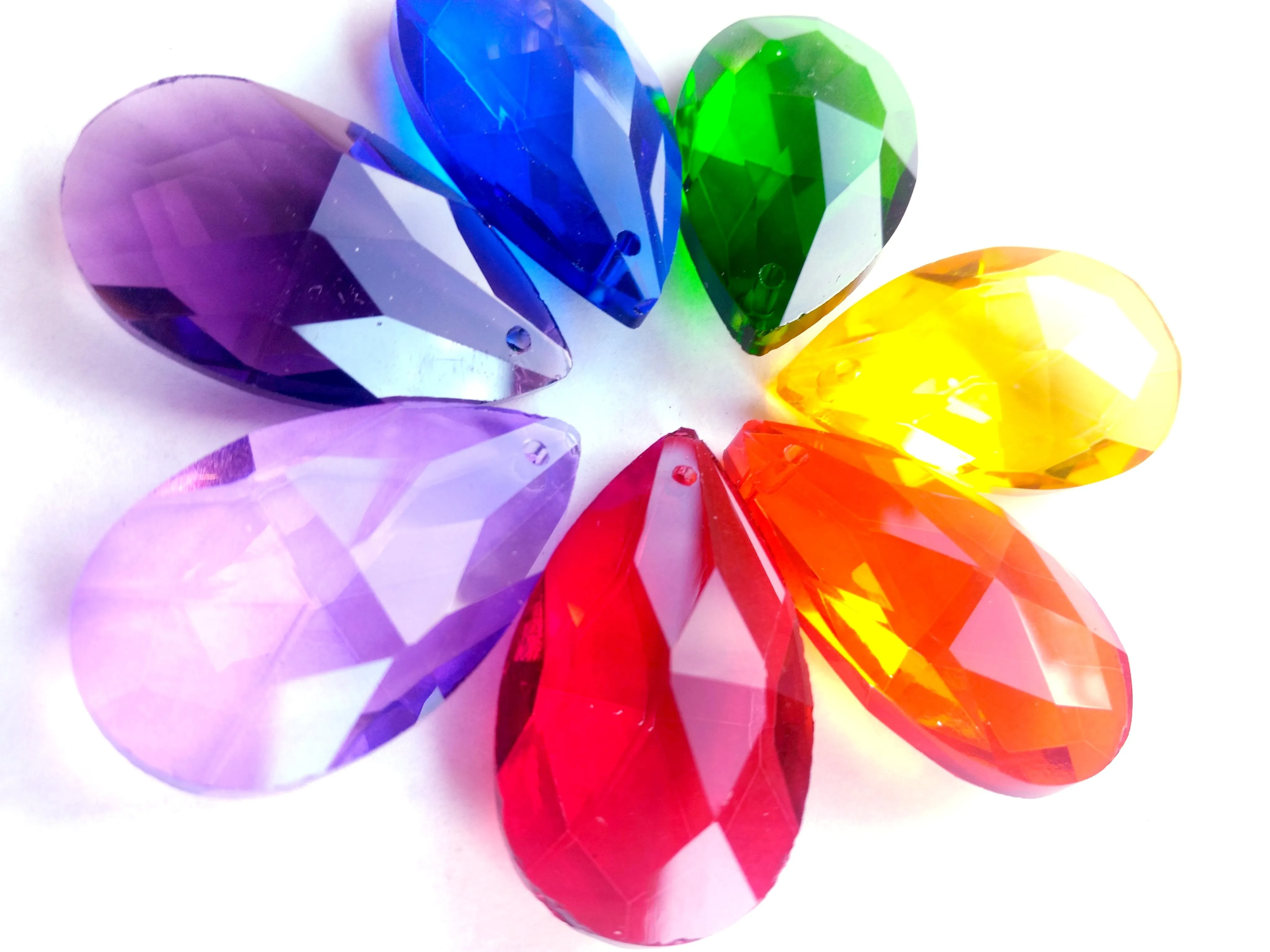 Rainbow Teardrop Assorted Chandelier Crystals Pack of 7