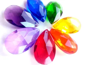 Rainbow Teardrop Assorted Chandelier Crystals Pack of 7