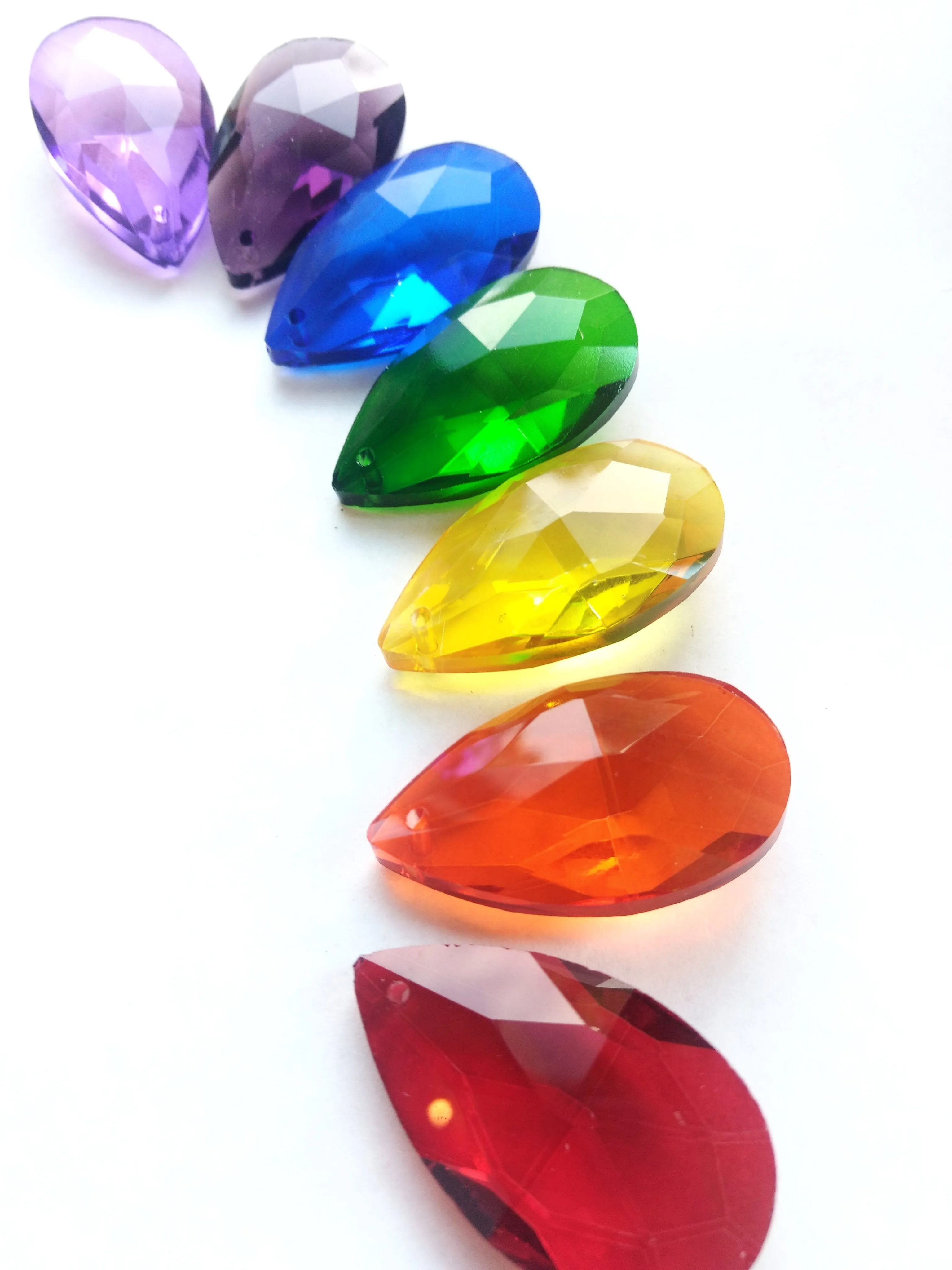 Rainbow Teardrop Assorted Chandelier Crystals Pack of 7