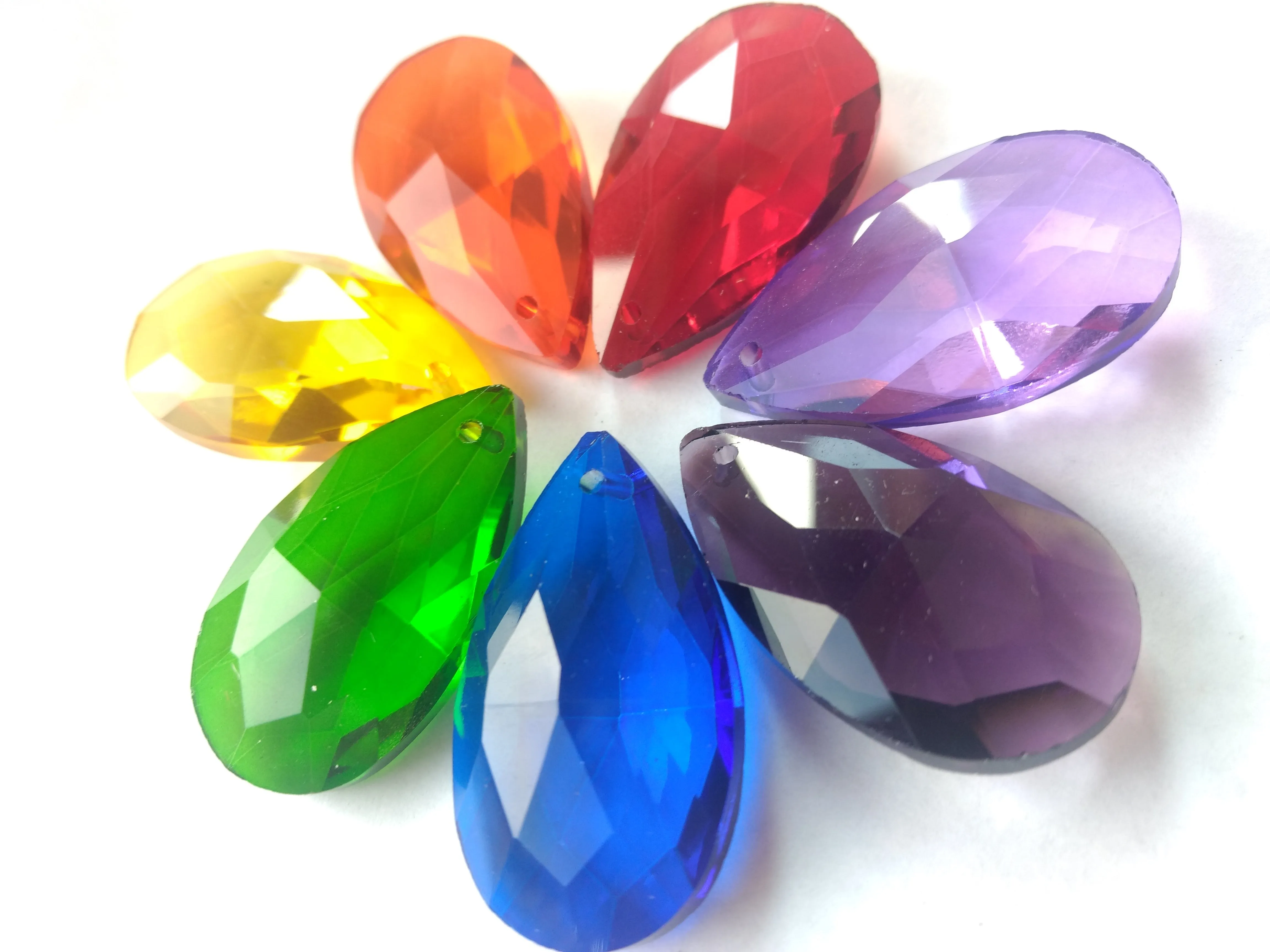 Rainbow Teardrop Assorted Chandelier Crystals Pack of 7