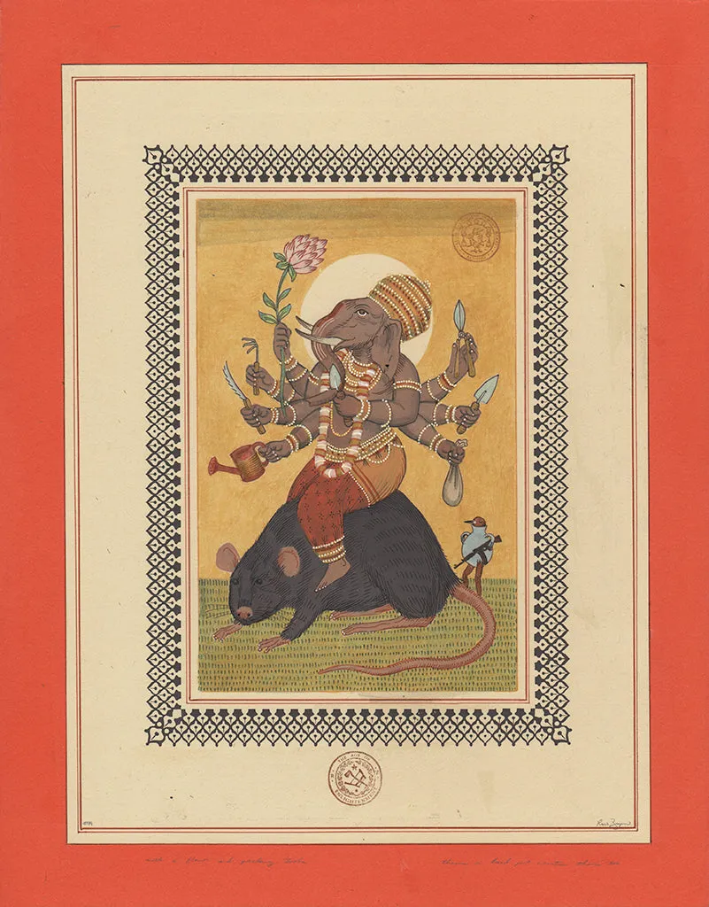 Ravi Zupa - "On A Rat With A Flower And Gardening Tools"