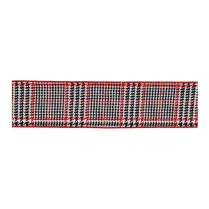 Red and Black Houndstooth Plaid Wired Ribbon 4" x 10yds