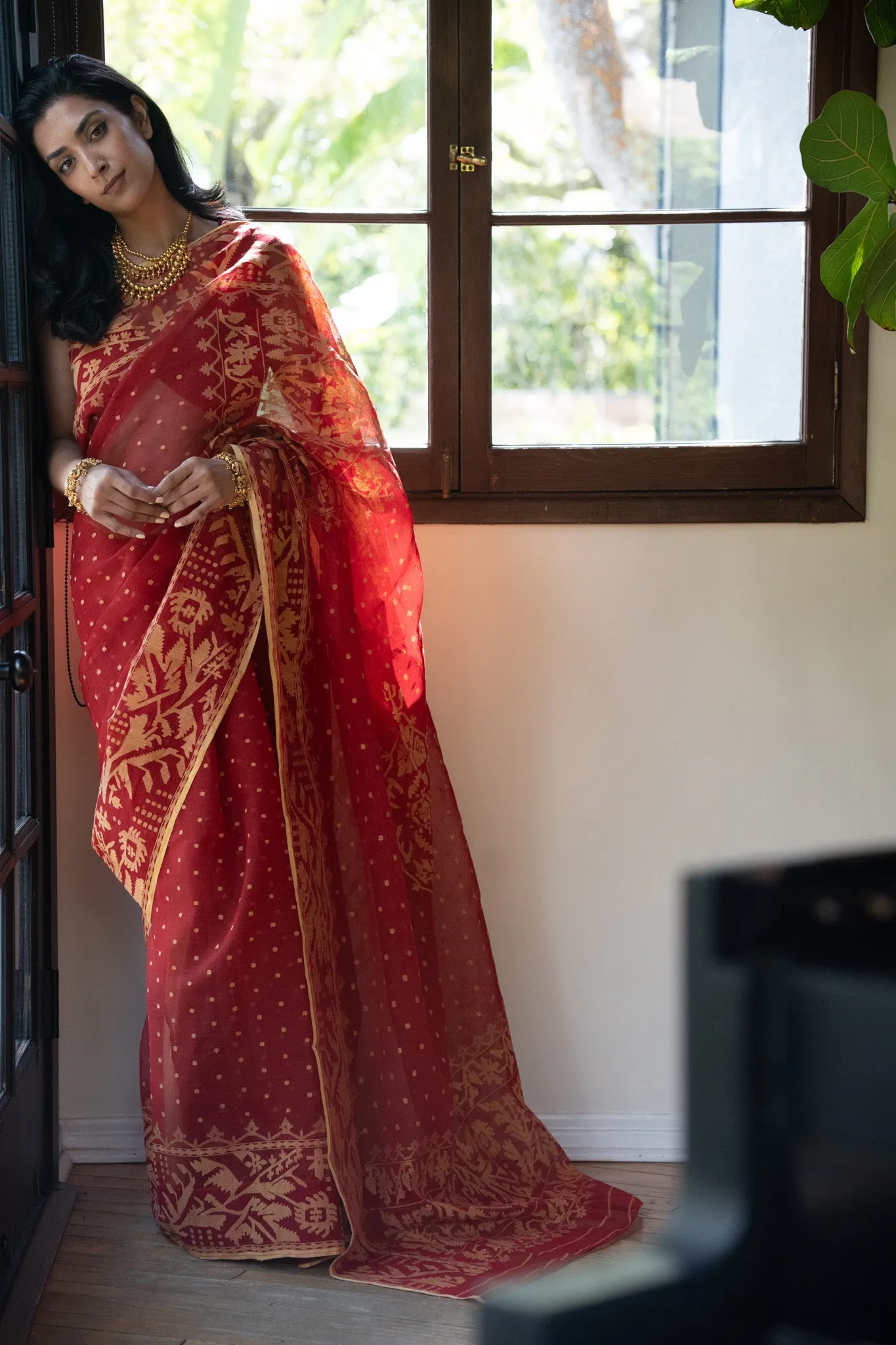 Red Heirloom Jamdani saree