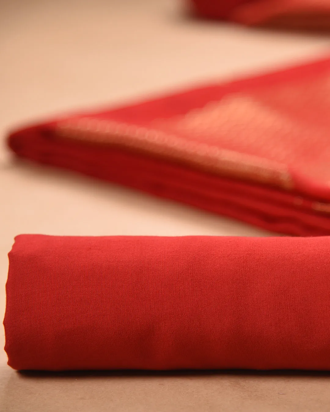 Red Linen Silk Blend Woven Unstitched Suit Fabric Set With Linen Silk Blend Woven Dupatta