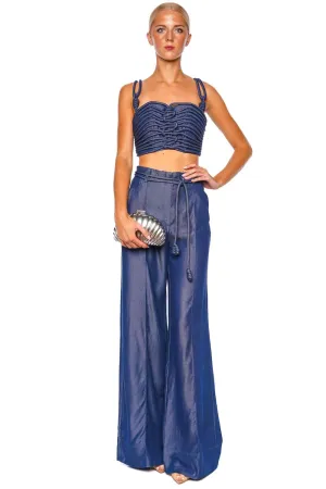 Redes Indigo Knotted Crop Top