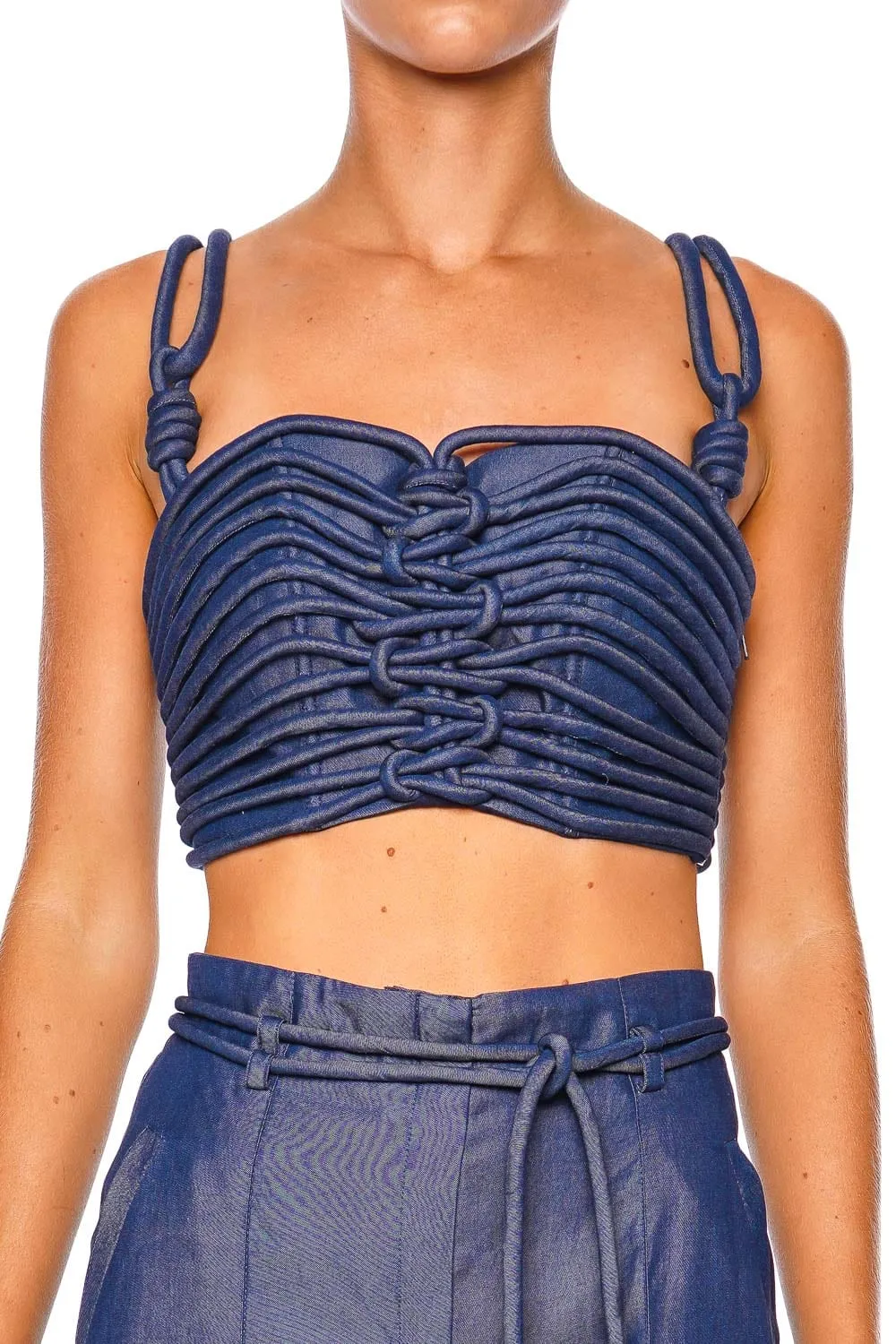Redes Indigo Knotted Crop Top