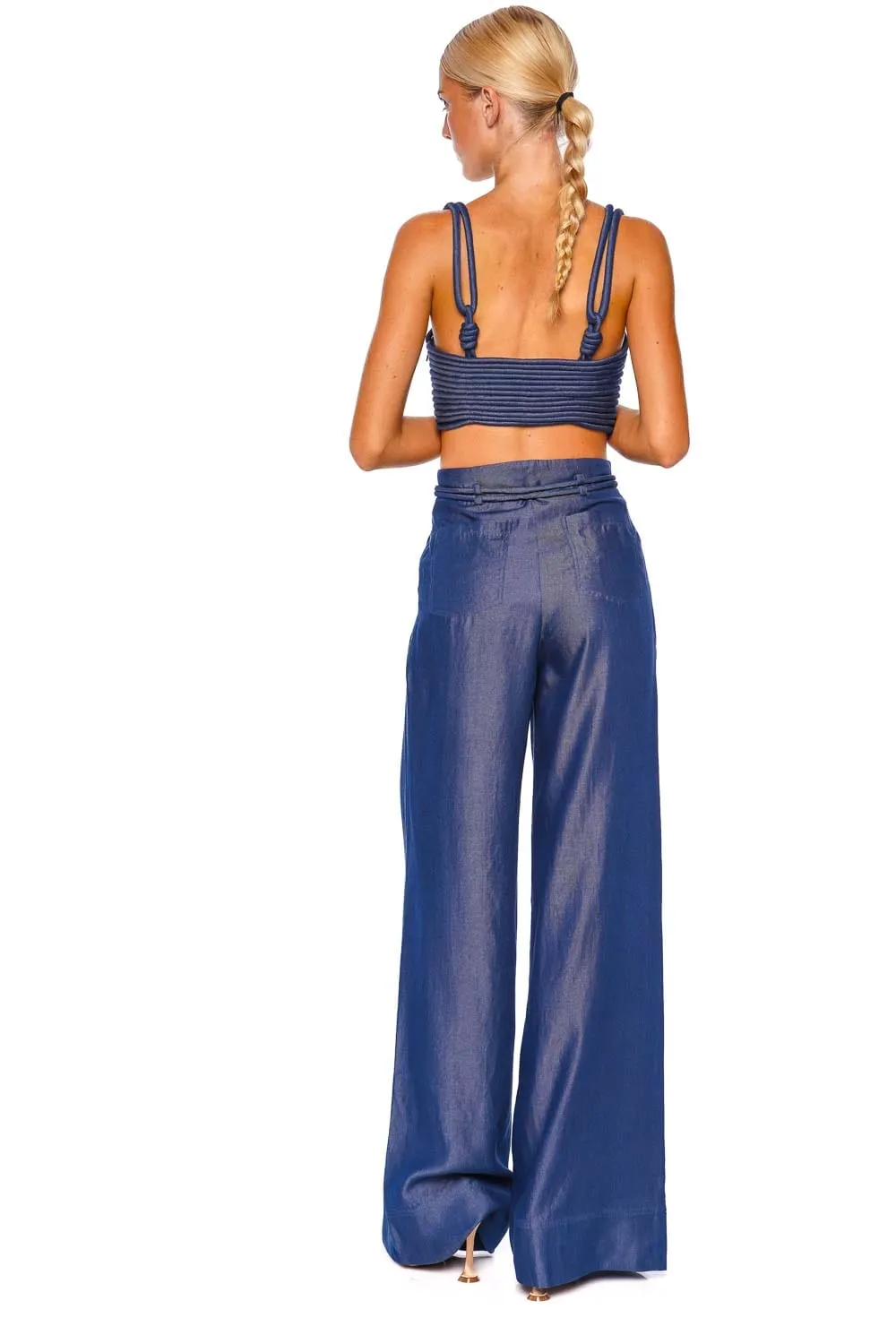 Redes Indigo Knotted Crop Top
