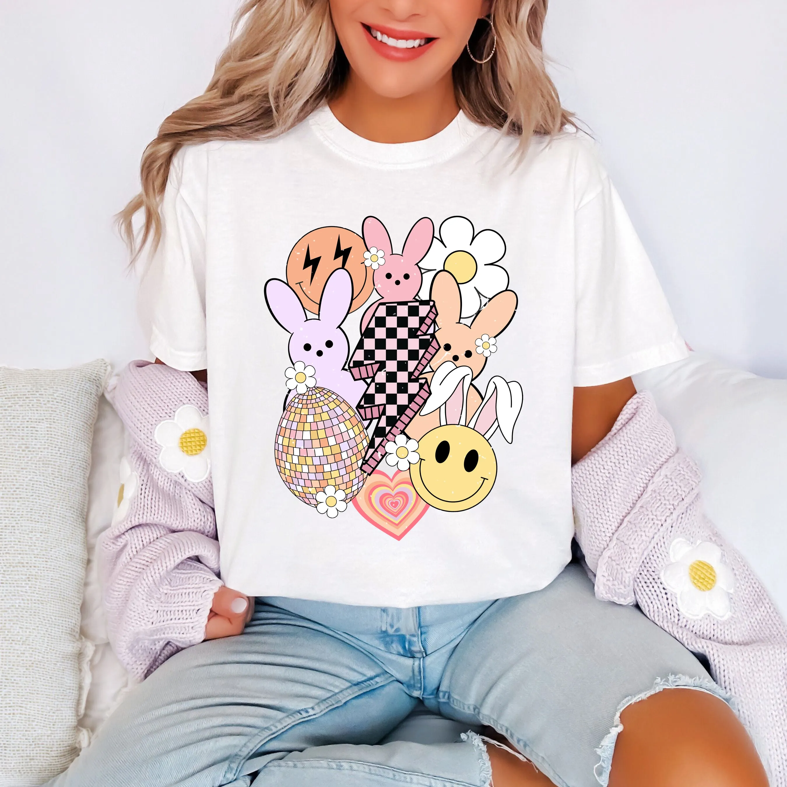 Retro Easter Bolt - Comfort Colors Unisex Adult Tee