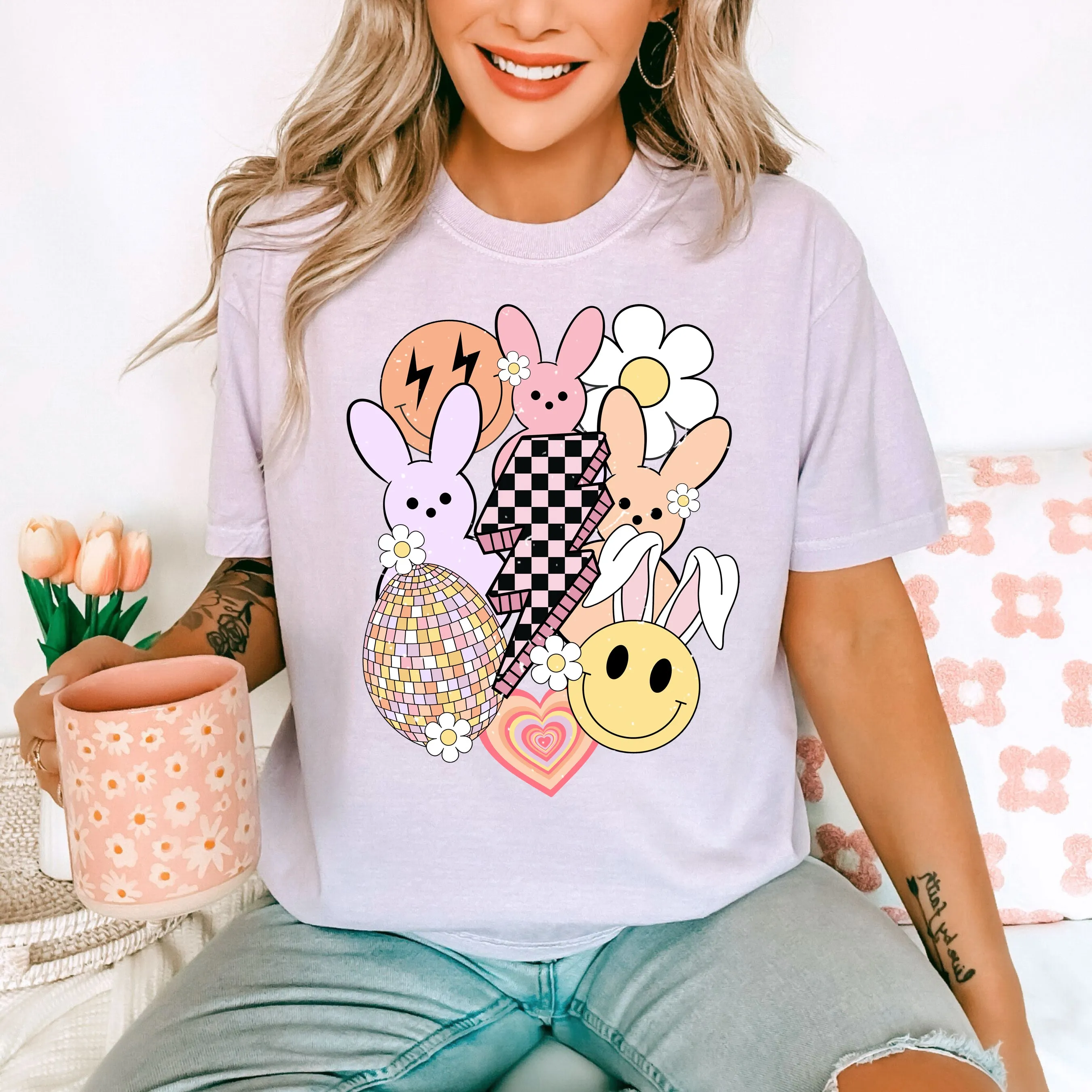 Retro Easter Bolt - Comfort Colors Unisex Adult Tee