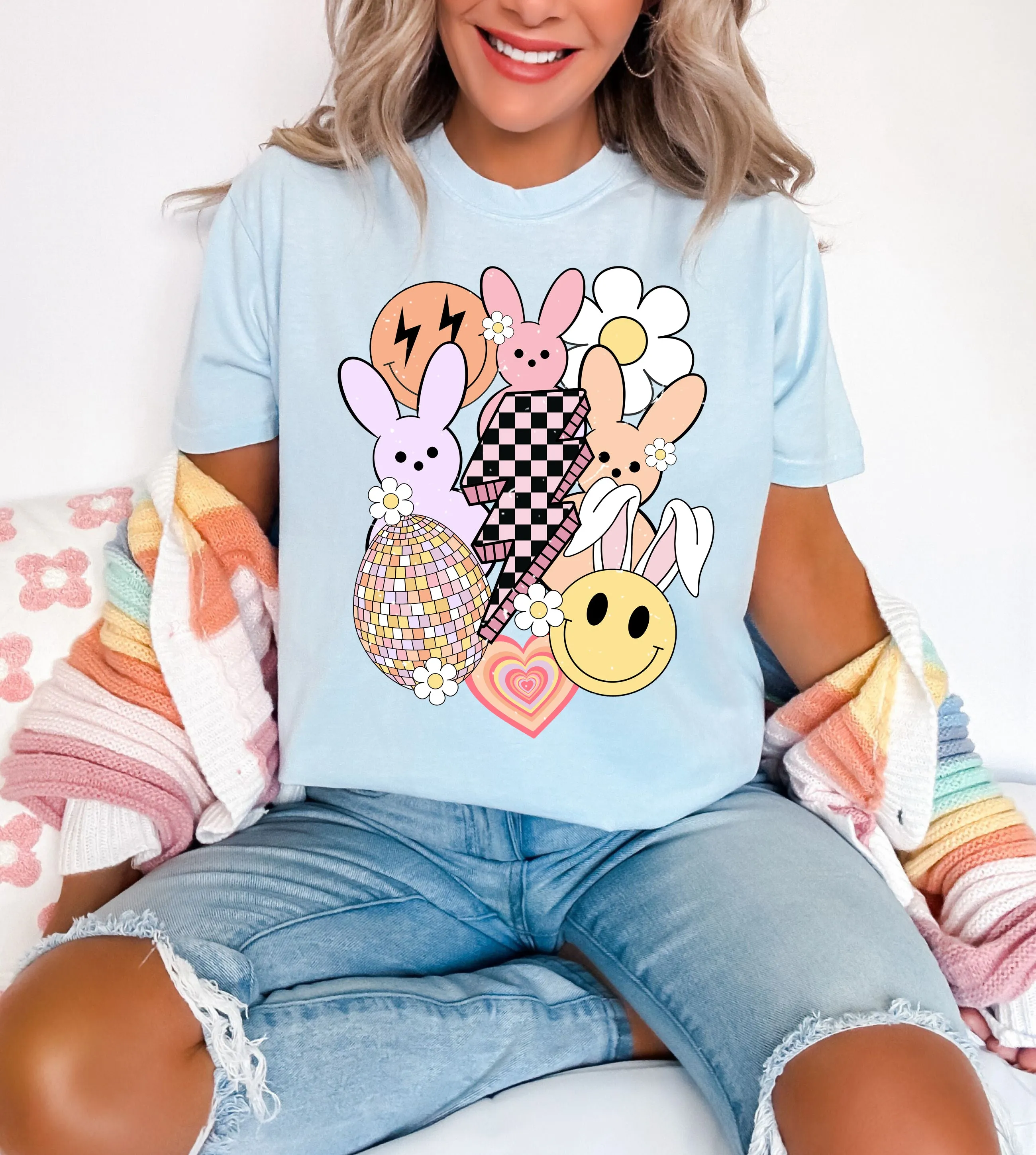 Retro Easter Bolt - Comfort Colors Unisex Adult Tee