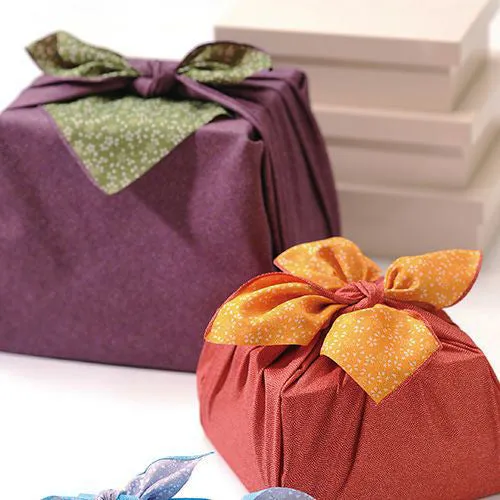 Reversible -Double-Sided Dyeing Furoshiki - 鮫モスグリーン/ボルドー - 45 x 45 cm