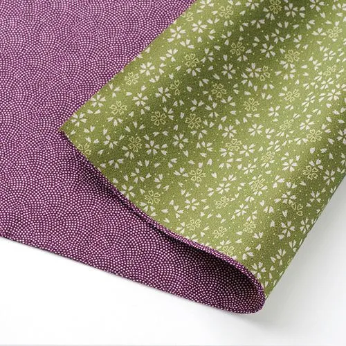 Reversible -Double-Sided Dyeing Furoshiki -  鮫ムラサキ/グリーン - 45 x 45 cm