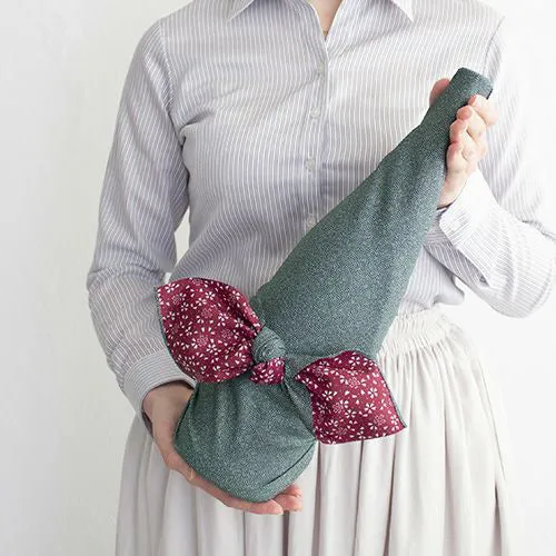 Reversible -Double-Sided Dyeing Furoshiki - 鮫モスグリーン/ボルドー - 70 x 70 cm