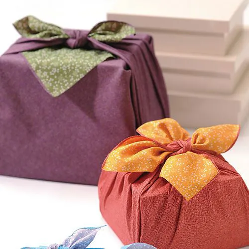 Reversible -Double-Sided Dyeing Furoshiki -  鮫ムラサキ/グリーン - 90 x 90 cm