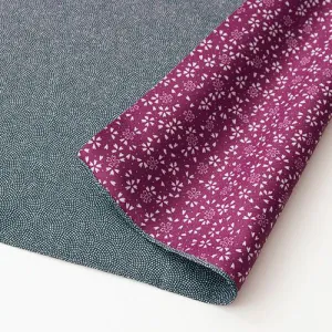 Reversible -Double-Sided Dyeing Furoshiki - 鮫モスグリーン/ボルドー - 90 x 90 cm