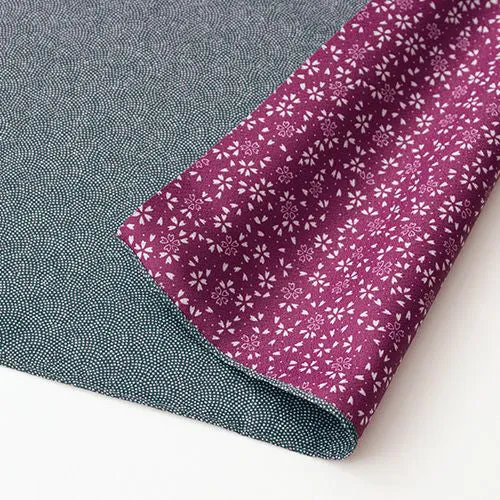 Reversible -Double-Sided Dyeing Furoshiki - 鮫モスグリーン/ボルドー - 90 x 90 cm