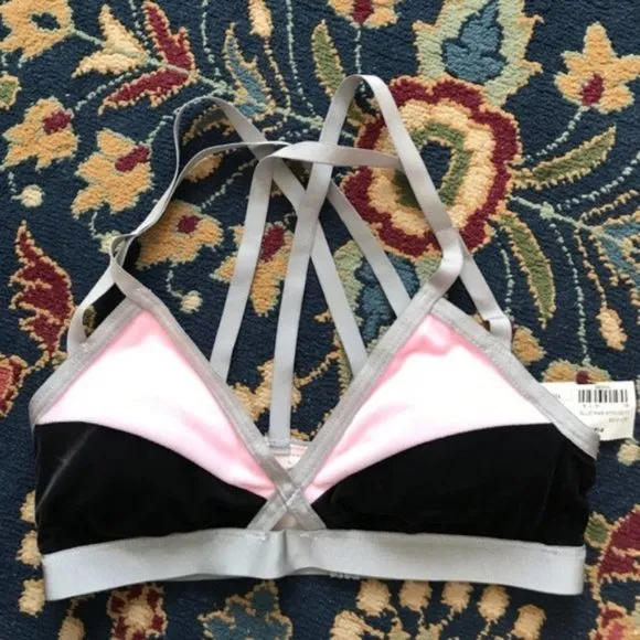 REVOLVE Blue Life Fit Colorblock Bra Velvet Strappy Back