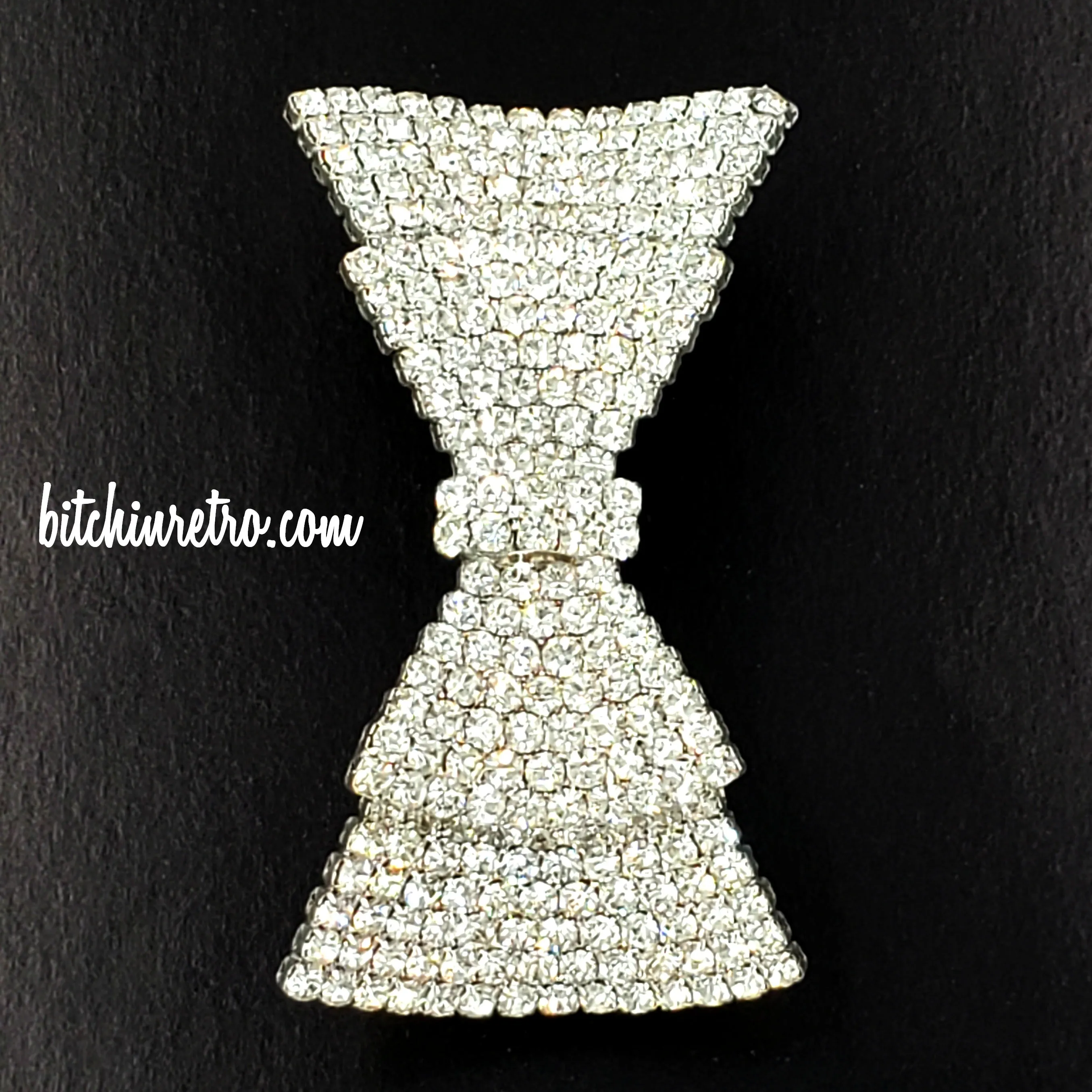 Rhinestone Double Bow Barrette With Prong Set Stones