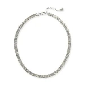 Rhodium Woven Necklace in Silver S1N015R