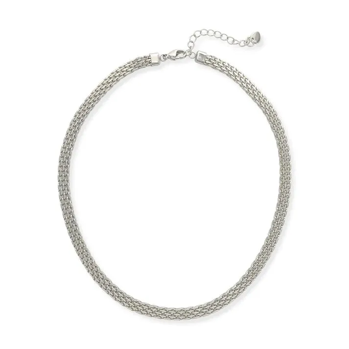 Rhodium Woven Necklace in Silver S1N015R