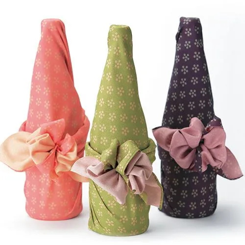 Rikyu Ume (Plum) -Double-Sided Dyeing Furoshiki - Green / Pink - 45 x 45 cm