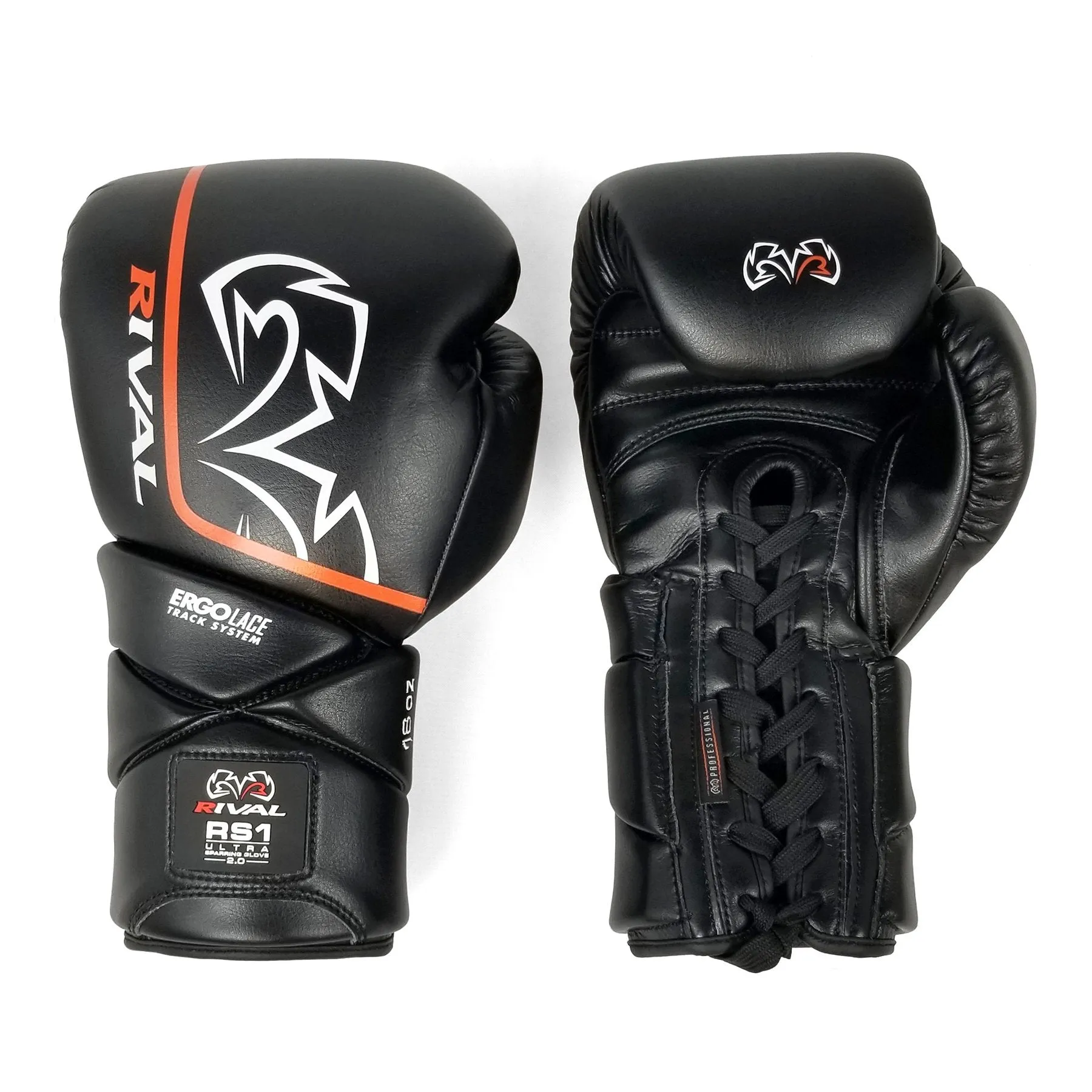 Rival Boxing RS1 2.0 Ultra Sparring Lace-Up Gloves Black