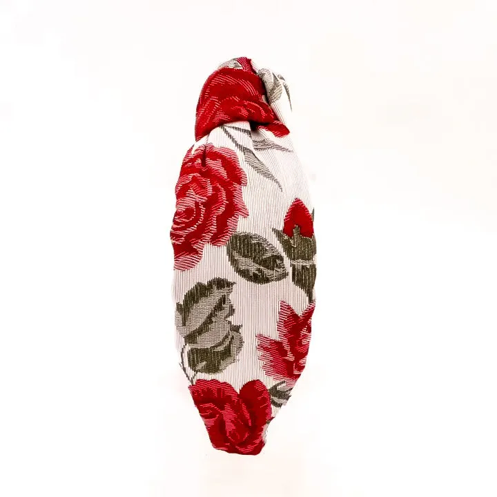 Rose Are Red Brocade Knotted Headband
