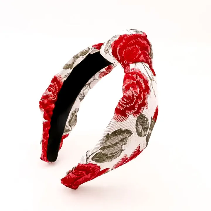 Rose Are Red Brocade Knotted Headband