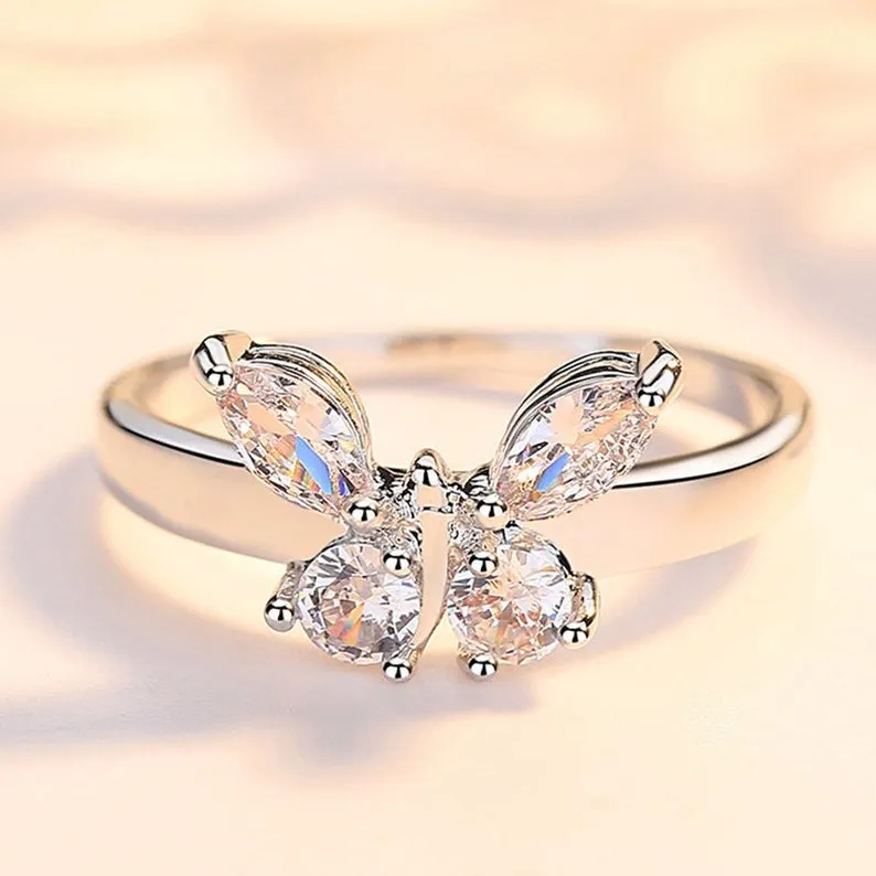 Round Shape white gold vintage Unique moissanite Engagement Ring Hidden Halo wedding Ring Anniversary gift for her Stackable Ring