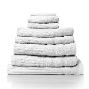 Royal Comfort Eden Cotton 600GSM Luxury Bath Towels Set - 8 PEICE SET - WHITE