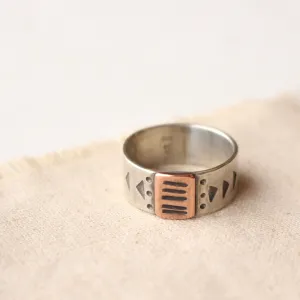 Rustic Copper & Silver Stamped Band Ring