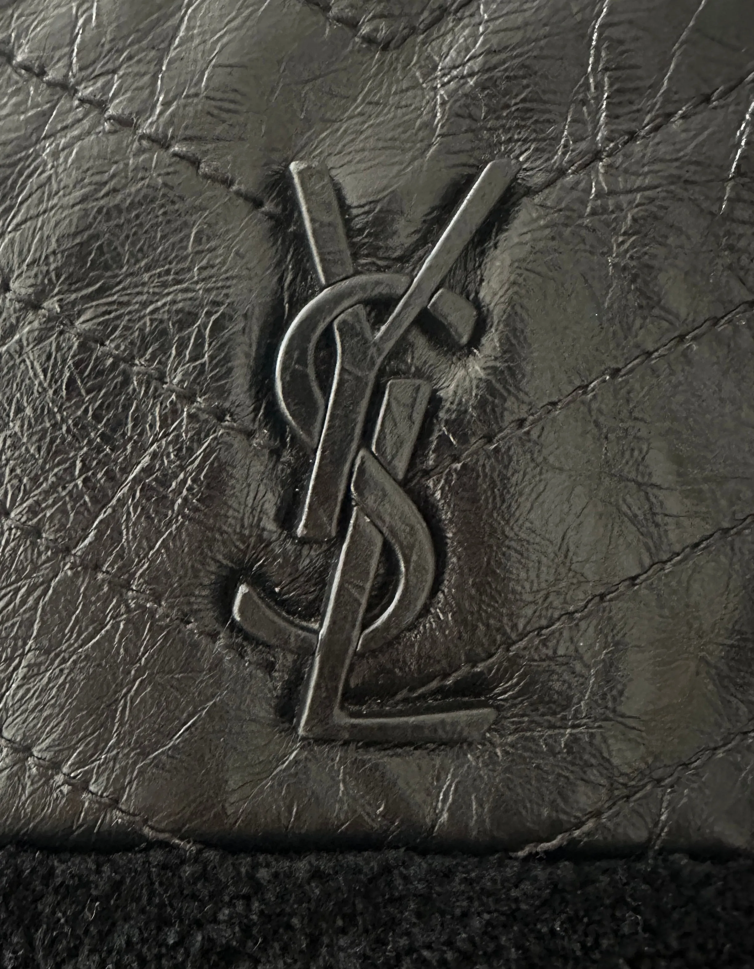 Saint Laurent Black Shearling Calfskin Medium Niki Bag