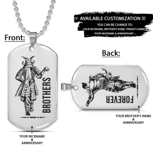 Samurai Dog Tag - Brothers Forever - Bushido - Katana - Ronin - Miyamoto Musashi - Samurai Necklace - Engrave Dog Tag