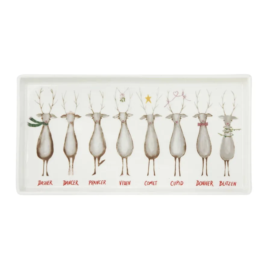 SANTA'S REINDEER STONEWARE PLATTER