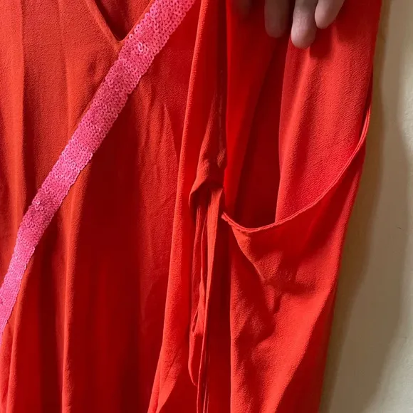 Sass &amp; Bide Mini Dress Red w Pink Sequins Color block Party Dress