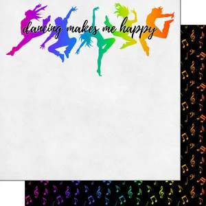 Scrapbook Customs 12x12 Paper - Dancing Makes Me Happy Neon