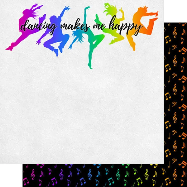 Scrapbook Customs 12x12 Paper - Dancing Makes Me Happy Neon