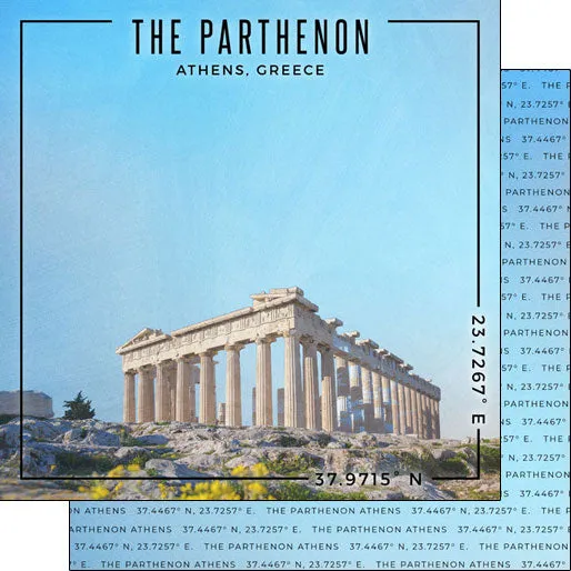 Scrapbook Customs 12x12 Paper - Greece Parthenon Athens