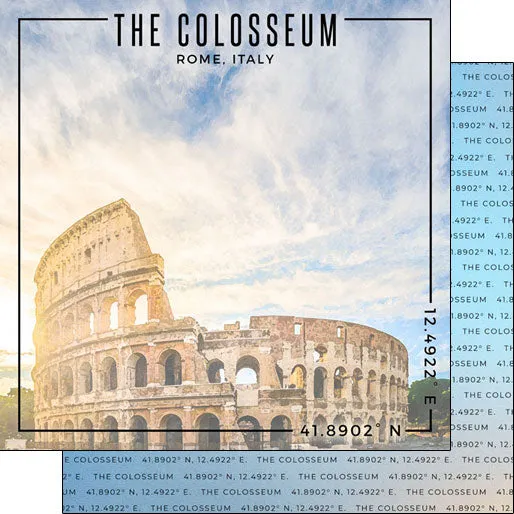 Scrapbook Customs 12x12 Paper - Italy  Colosseum