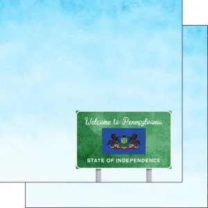 Scrapbook Customs 12x12 Paper - Pennsylvania Welcome Road Sign